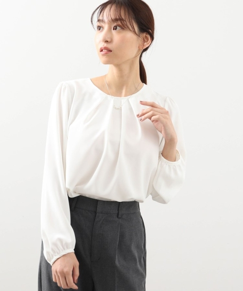 DRESKIP(ドレスキップ)の「◆【M-LL】フロントタックブラウス(シャツ/ブラウス・レディース・ブラック/オフホワイト/サンドベージュ・01/02/03/04)」の11枚目の写真