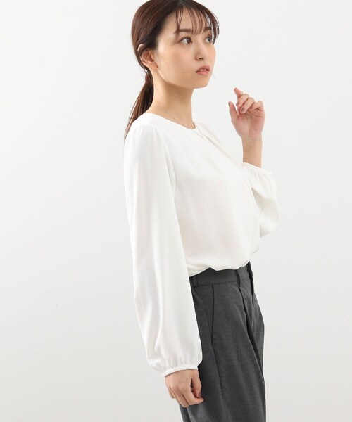 DRESKIP(ドレスキップ)の「◆【M-LL】フロントタックブラウス(シャツ/ブラウス・レディース・ブラック/オフホワイト/サンドベージュ・01/02/03/04)」の12枚目の写真