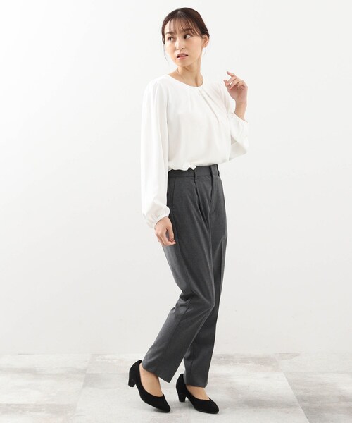 DRESKIP(ドレスキップ)の「◆【M-LL】フロントタックブラウス(シャツ/ブラウス・レディース・ブラック/オフホワイト/サンドベージュ・01/02/03/04)」の13枚目の写真