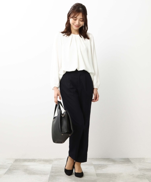 DRESKIP(ドレスキップ)の「◆【M-LL】フロントタックブラウス(シャツ/ブラウス・レディース・ブラック/オフホワイト/サンドベージュ・01/02/03/04)」の14枚目の写真