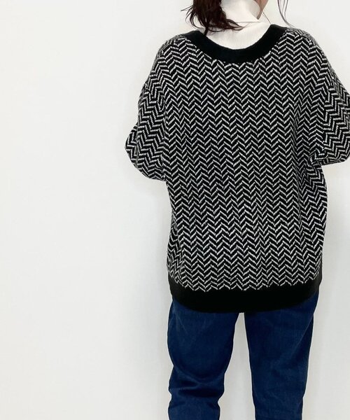 SHOO・LA・RUE(シューラルー)の「◆へリンボーン柄ジャガードニットカーディガン(カーディガン/ボレロ・レディース・ベージュ系その他6/ブラック系3・00)」の18枚目の写真