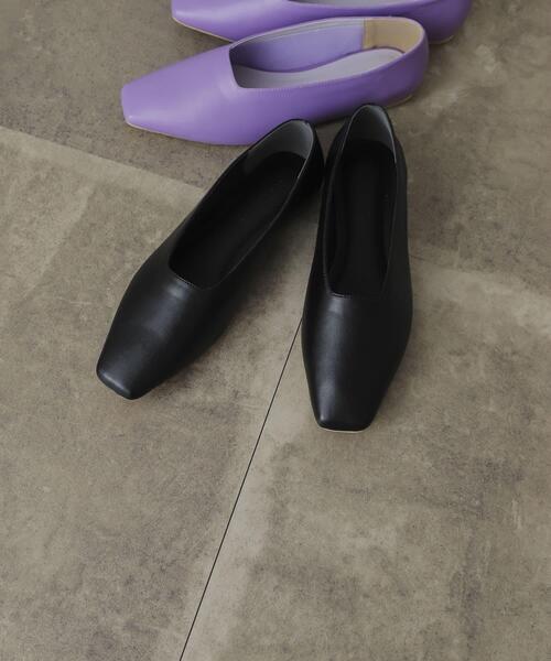 SENSE OF PLACE by URBAN RESEARCH（センスオブプレイスバイアーバンリサーチ）の「スクエアカットフラットシューズ（その他シューズ・レディース・ブラック/パープル/オレンジ/アイボリー/ライトカーキ・SMALL/MEDIUM/LARGE）」の3枚目の写真