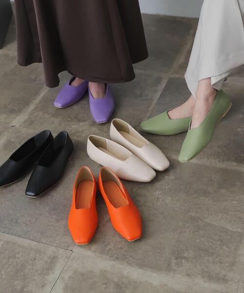 SENSE OF PLACE by URBAN RESEARCH（センスオブプレイスバイアーバンリサーチ）の「スクエアカットフラットシューズ（その他シューズ・レディース・ブラック/パープル/オレンジ/アイボリー/ライトカーキ・SMALL/MEDIUM/LARGE）」の9枚目の写真
