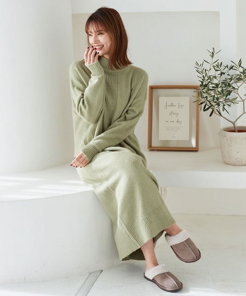 純正販売 Lettuce コウベレタス のワンピース モックネックメランジゆるニットワンピース E2981 を購入できます Kobelettuce ワンピース ドレス ワンピースモックネックメランジゆるニットワンピース 格安中古