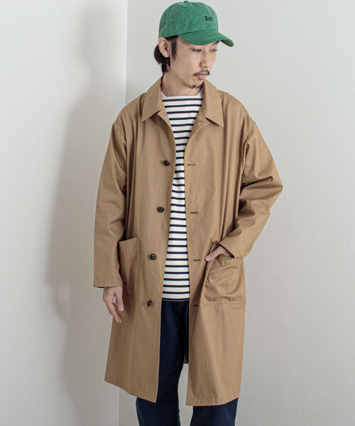 GLOSTER（グロスター）の「【GLOSTER/グロスター】クルミ釦 ステンカラーコート（ステンカラーコート・メンズ・ネイビー/オリーブ/ベージュ・MEDIUM/LARGE）」の5枚目の写真