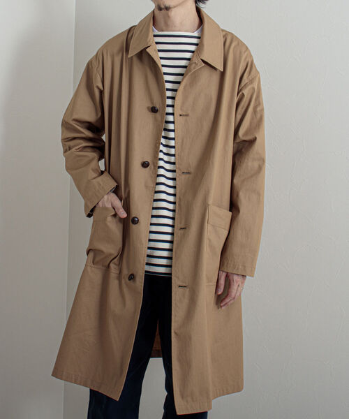 GLOSTER（グロスター）の「【GLOSTER/グロスター】クルミ釦 ステンカラーコート（ステンカラーコート・メンズ・ネイビー/オリーブ/ベージュ・MEDIUM/LARGE）」の6枚目の写真