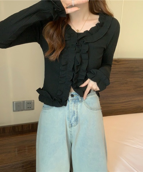 Jewelobe(ジュエローブ)の「フリルディテールカットブラウス(Tシャツ/カットソー・レディース・ホワイト/杢グレー/ブラック・FREE)」の21枚目の写真