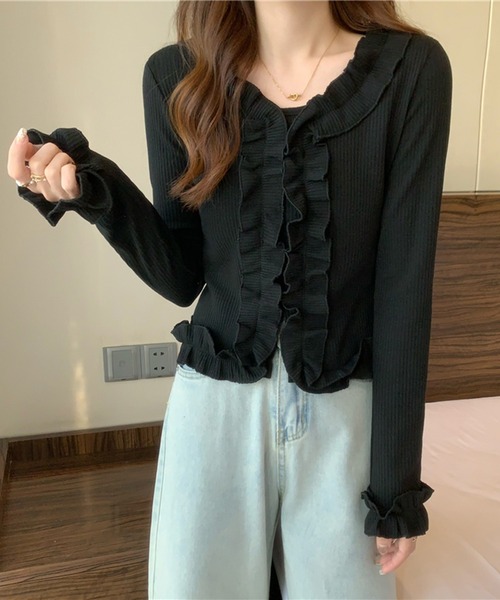 Jewelobe(ジュエローブ)の「フリルディテールカットブラウス(Tシャツ/カットソー・レディース・ホワイト/杢グレー/ブラック・FREE)」の22枚目の写真