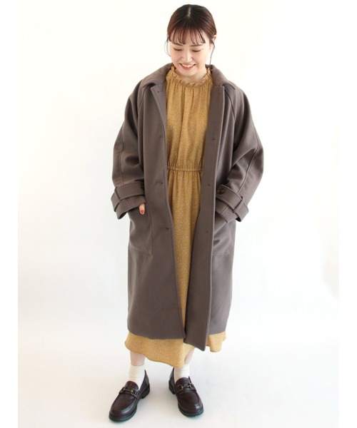 ehka sopo（エヘカソポ）の「ラグランステンカラーコート（ステンカラーコート・レディース・グレー/グリーン/チャコール・ﾌﾘ-）」の2枚目の写真