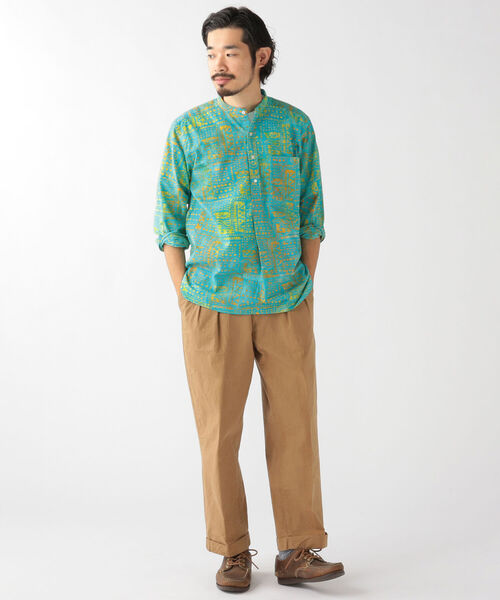 BEAMS PLUS（ビームスプラス）の「BEAMS PLUS / バティックプリント プルオーバー バンドカラー シャツ（シャツ/ブラウス・メンズ・ブルー系その他/ブルー系その他2/オレンジ系その他・LARGE/SMALL/MEDIUM/X-LARGE）」の6枚目の写真