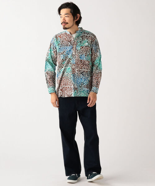 BEAMS PLUS（ビームスプラス）の「BEAMS PLUS / バティックプリント プルオーバー バンドカラー シャツ（シャツ/ブラウス・メンズ・ブルー系その他/ブルー系その他2/オレンジ系その他・LARGE/SMALL/MEDIUM/X-LARGE）」の8枚目の写真