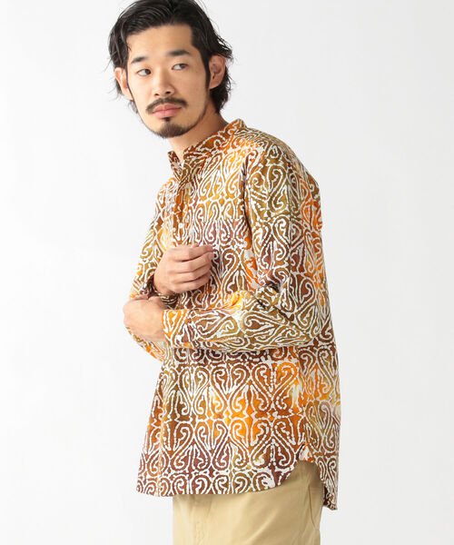 BEAMS PLUS（ビームスプラス）の「BEAMS PLUS / バティックプリント プルオーバー バンドカラー シャツ（シャツ/ブラウス・メンズ・ブルー系その他/ブルー系その他2/オレンジ系その他・LARGE/SMALL/MEDIUM/X-LARGE）」の10枚目の写真