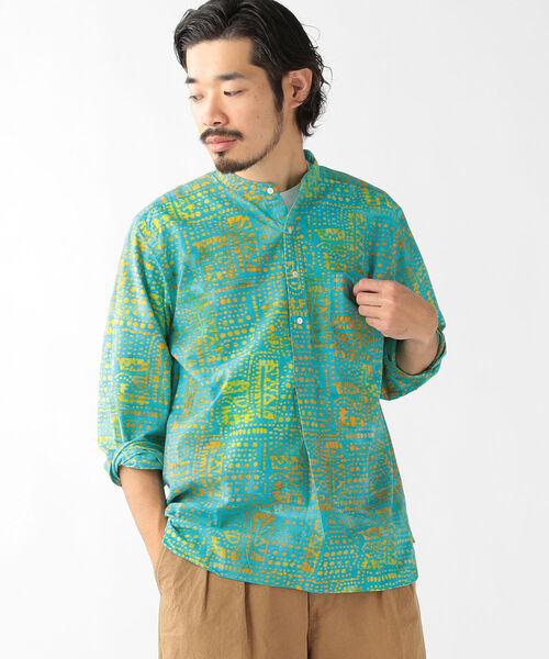 BEAMS PLUS（ビームスプラス）の「BEAMS PLUS / バティックプリント プルオーバー バンドカラー シャツ（シャツ/ブラウス・メンズ・ブルー系その他/ブルー系その他2/オレンジ系その他・LARGE/SMALL/MEDIUM/X-LARGE）」の12枚目の写真