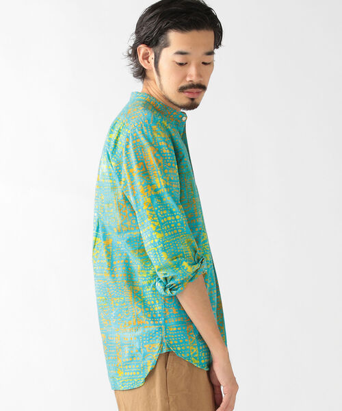 BEAMS PLUS（ビームスプラス）の「BEAMS PLUS / バティックプリント プルオーバー バンドカラー シャツ（シャツ/ブラウス・メンズ・ブルー系その他/ブルー系その他2/オレンジ系その他・LARGE/SMALL/MEDIUM/X-LARGE）」の13枚目の写真
