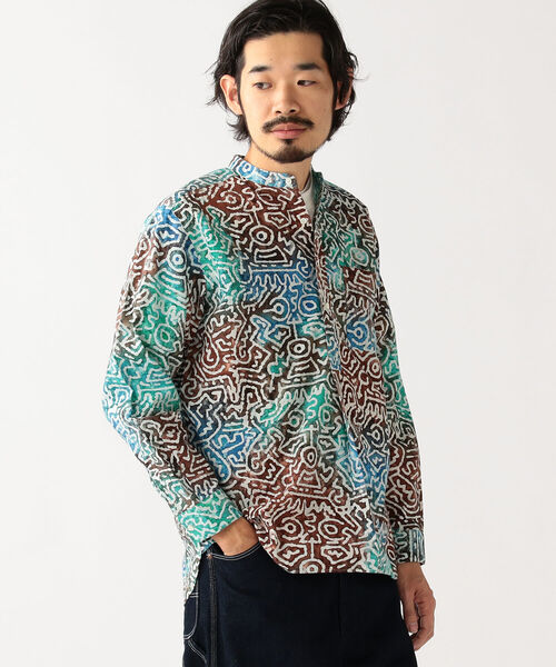 BEAMS PLUS（ビームスプラス）の「BEAMS PLUS / バティックプリント プルオーバー バンドカラー シャツ（シャツ/ブラウス・メンズ・ブルー系その他/ブルー系その他2/オレンジ系その他・LARGE/SMALL/MEDIUM/X-LARGE）」の14枚目の写真