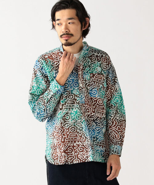 BEAMS PLUS（ビームスプラス）の「BEAMS PLUS / バティックプリント プルオーバー バンドカラー シャツ（シャツ/ブラウス・メンズ・ブルー系その他/ブルー系その他2/オレンジ系その他・LARGE/SMALL/MEDIUM/X-LARGE）」の15枚目の写真