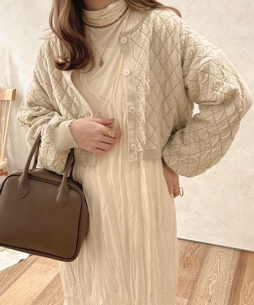 apres jour clair(アプレジュールクレア)の「【apres jour clair】2WAYキルトライクニット【ZOZOTOWN限定アイテム】(ニット/セーター・レディース・ブラウン/アイボリー・X-LARGE/フリー)」の3枚目の写真