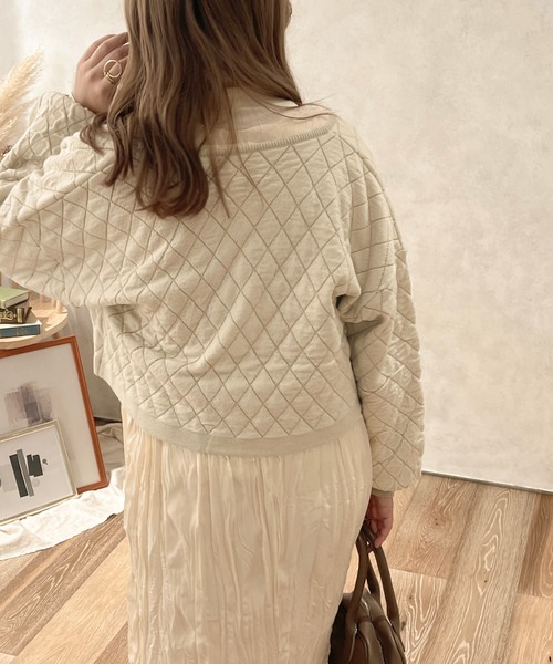 apres jour clair(アプレジュールクレア)の「【apres jour clair】2WAYキルトライクニット【ZOZOTOWN限定アイテム】(ニット/セーター・レディース・ブラウン/アイボリー・X-LARGE/フリー)」の6枚目の写真
