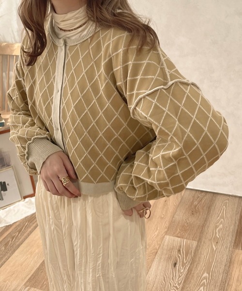 apres jour clair(アプレジュールクレア)の「【apres jour clair】2WAYキルトライクニット【ZOZOTOWN限定アイテム】(ニット/セーター・レディース・ブラウン/アイボリー・X-LARGE/フリー)」の9枚目の写真