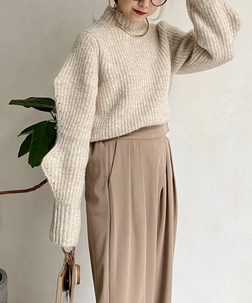 CAPRICIEUX LE'MAGE（カプリシューレマージュ）の「豆スリーブプルオーバー（ニット/セーター・レディース・アイボリー/ブラック/グリーン系その他・FREE）」の2枚目の写真