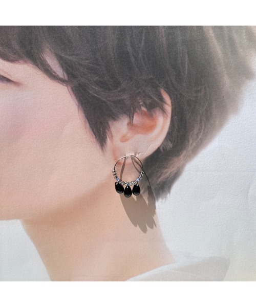 tone(トーン)の「【-lensa-】ブラック×クリアビーズ♡モノトーンフープピアス(MA)(ピアス(両耳用)・レディース・シルバー・FREE)」の9枚目の写真
