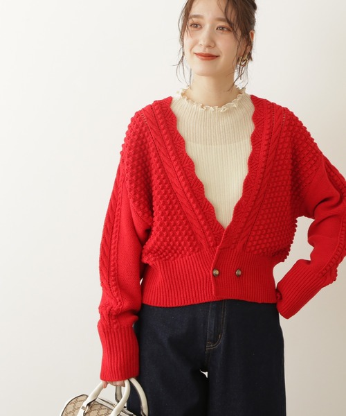 N.（N. Natural Beauty Basic）（エヌエヌナチュラルビューティーベーシック）の「◆ゴールドボタンポコポコカーディガン（カーディガン/ボレロ・レディース・ネイビー/レッド/クリーム・MEDIUM）」の3枚目の写真