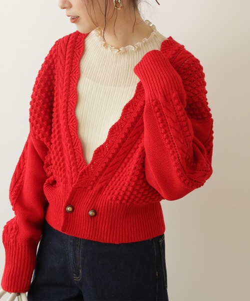 N.（N. Natural Beauty Basic）（エヌエヌナチュラルビューティーベーシック）の「◆ゴールドボタンポコポコカーディガン（カーディガン/ボレロ・レディース・ネイビー/レッド/クリーム・MEDIUM）」の17枚目の写真