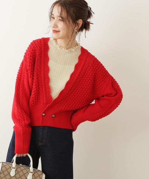 N.（N. Natural Beauty Basic）（エヌエヌナチュラルビューティーベーシック）の「◆ゴールドボタンポコポコカーディガン（カーディガン/ボレロ・レディース・ネイビー/レッド/クリーム・MEDIUM）」の14枚目の写真