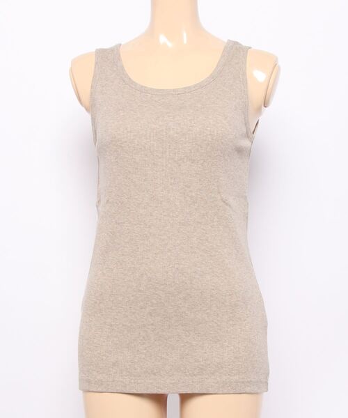 Samansa Mos2(サマンサ モスモス)の「テレコノースリーブカットソー(Tシャツ/カットソー・レディース・ベージュ/チャコール/キナリ・フリ-)」の1枚目の写真