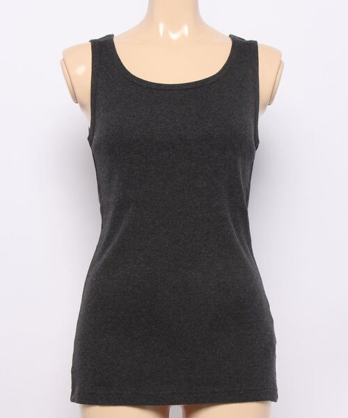 Samansa Mos2(サマンサ モスモス)の「テレコノースリーブカットソー(Tシャツ/カットソー・レディース・ベージュ/チャコール/キナリ・フリ-)」の3枚目の写真