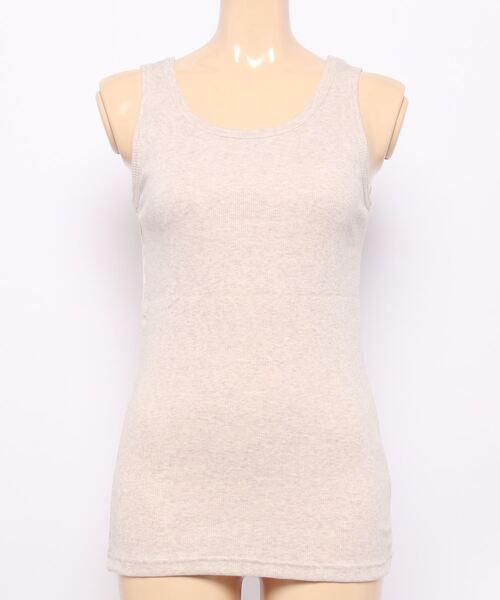 Samansa Mos2(サマンサ モスモス)の「テレコノースリーブカットソー(Tシャツ/カットソー・レディース・ベージュ/チャコール/キナリ・フリ-)」の2枚目の写真