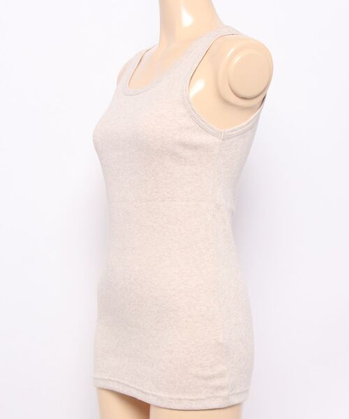 Samansa Mos2(サマンサ モスモス)の「テレコノースリーブカットソー(Tシャツ/カットソー・レディース・ベージュ/チャコール/キナリ・フリ-)」の4枚目の写真