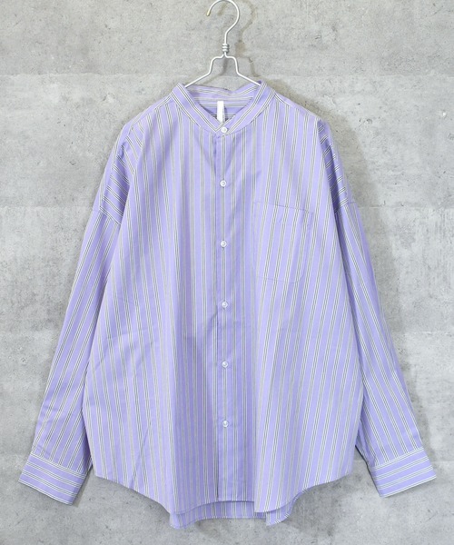 Anytime Songs(エニータイムソングス)の「綿ブロードバンドカラービッグシャツ(シャツ/ブラウス・メンズ・ホワイト/グリーン/グレイッシュベージュ/サックスブルー/ブラック/イエロー/ラベンダー/ホワイト系その他/サックスブルー系/グリーン系その他/ブラック系その他・LARGE/MEDIUM/X-LARGE)」の11枚目の写真