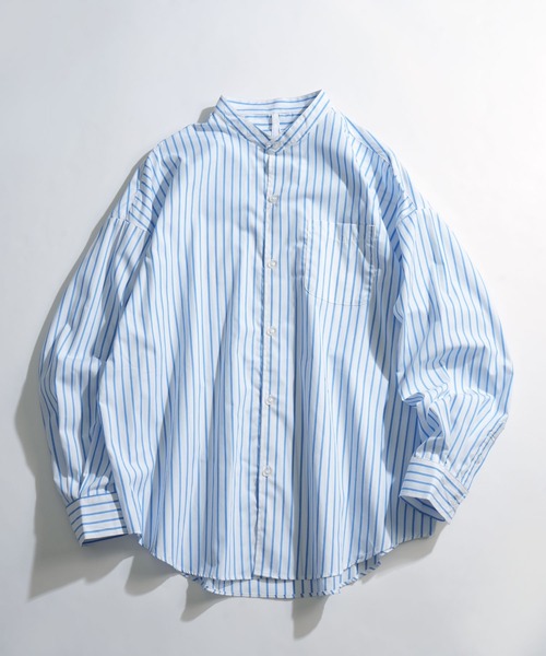 Anytime Songs(エニータイムソングス)の「綿ブロードバンドカラービッグシャツ(シャツ/ブラウス・メンズ・ホワイト/グリーン/グレイッシュベージュ/サックスブルー/ブラック/イエロー/ラベンダー/ホワイト系その他/サックスブルー系/グリーン系その他/ブラック系その他・LARGE/MEDIUM/X-LARGE)」の3枚目の写真