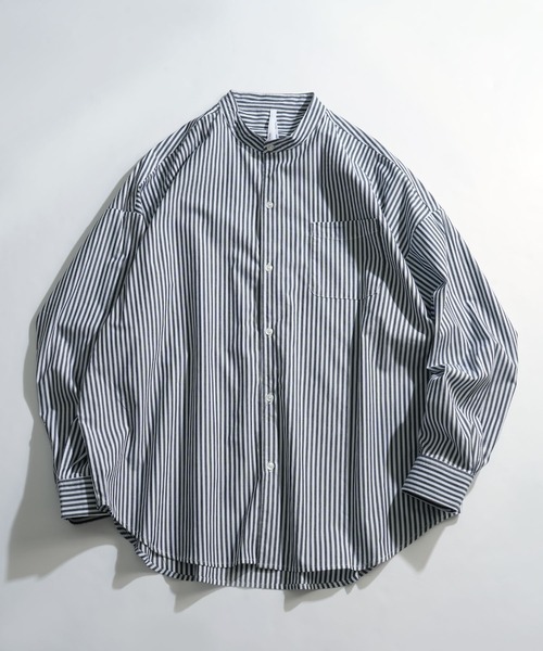 Anytime Songs(エニータイムソングス)の「綿ブロードバンドカラービッグシャツ(シャツ/ブラウス・メンズ・ホワイト/グリーン/グレイッシュベージュ/サックスブルー/ブラック/イエロー/ラベンダー/ホワイト系その他/サックスブルー系/グリーン系その他/ブラック系その他・LARGE/MEDIUM/X-LARGE)」の5枚目の写真