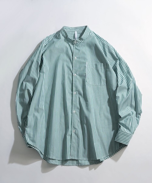 Anytime Songs(エニータイムソングス)の「綿ブロードバンドカラービッグシャツ(シャツ/ブラウス・メンズ・ホワイト/グリーン/グレイッシュベージュ/サックスブルー/ブラック/イエロー/ラベンダー/ホワイト系その他/サックスブルー系/グリーン系その他/ブラック系その他・LARGE/MEDIUM/X-LARGE)」の8枚目の写真