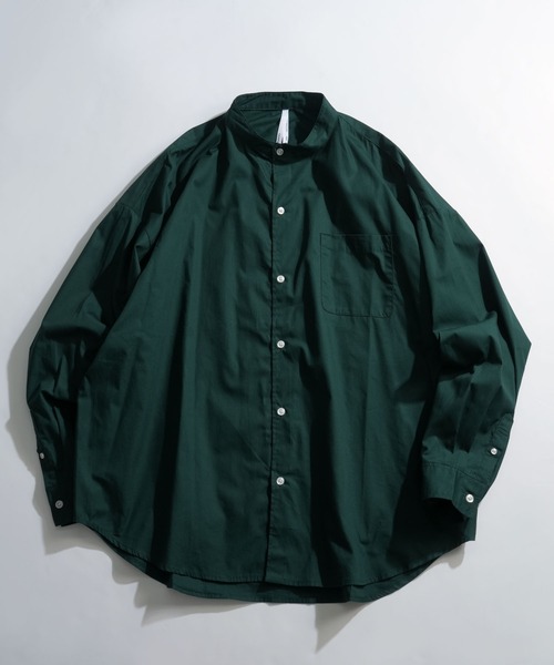 Anytime Songs(エニータイムソングス)の「綿ブロードバンドカラービッグシャツ(シャツ/ブラウス・メンズ・ホワイト/グリーン/グレイッシュベージュ/サックスブルー/ブラック/イエロー/ラベンダー/ホワイト系その他/サックスブルー系/グリーン系その他/ブラック系その他・LARGE/MEDIUM/X-LARGE)」の7枚目の写真