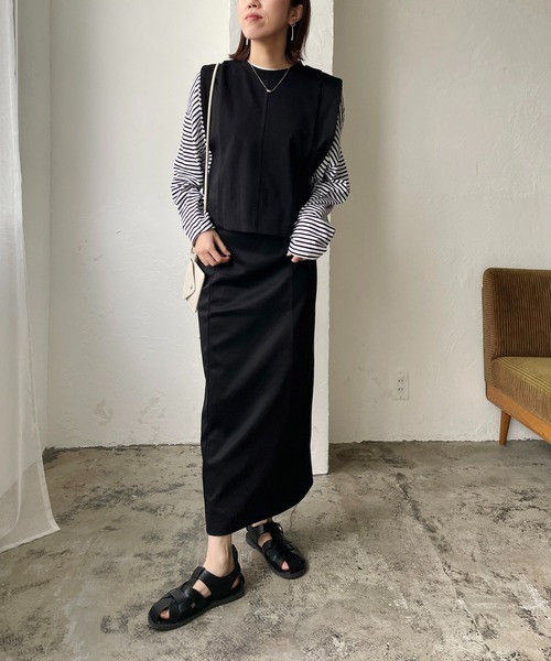 CAPRICIEUX LE'MAGE（カプリシューレマージュ）の「パッチワークタイトスカート（スカート・レディース・ブラック/ベージュ・FREE）」の18枚目の写真