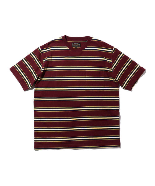 BEAMS PLUS（ビームスプラス）の「BEAMS PLUS / ネップ ボーダー ポケットTシャツ（Tシャツ/カットソー・メンズ・サックスブルー/バーガンディー/イエロー/オリーブ・M/L/XL/S）」の4枚目の写真