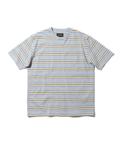BEAMS PLUS（ビームスプラス）の「BEAMS PLUS / ネップ ボーダー ポケットTシャツ（Tシャツ/カットソー・メンズ・サックスブルー/バーガンディー/イエロー/オリーブ・M/L/XL/S）」の2枚目の写真