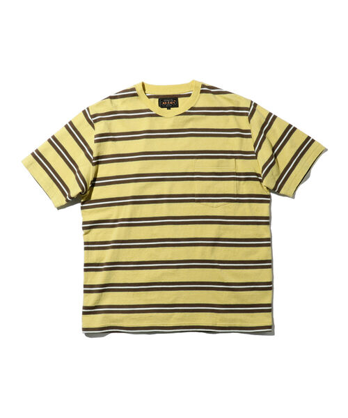 BEAMS PLUS（ビームスプラス）の「BEAMS PLUS / ネップ ボーダー ポケットTシャツ（Tシャツ/カットソー・メンズ・サックスブルー/バーガンディー/イエロー/オリーブ・M/L/XL/S）」の3枚目の写真