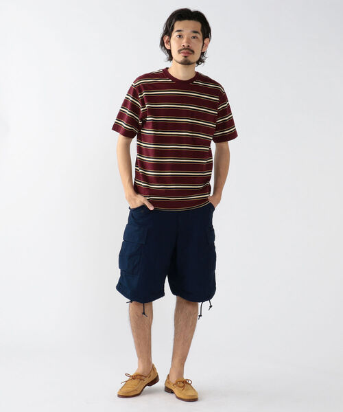 BEAMS PLUS（ビームスプラス）の「BEAMS PLUS / ネップ ボーダー ポケットTシャツ（Tシャツ/カットソー・メンズ・サックスブルー/バーガンディー/イエロー/オリーブ・M/L/XL/S）」の6枚目の写真