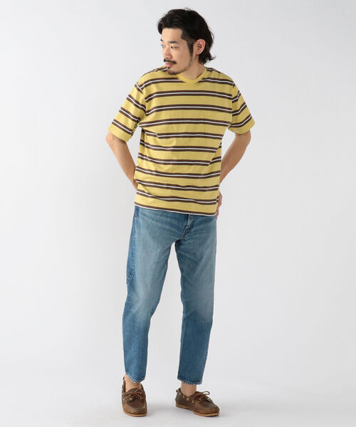 BEAMS PLUS（ビームスプラス）の「BEAMS PLUS / ネップ ボーダー ポケットTシャツ（Tシャツ/カットソー・メンズ・サックスブルー/バーガンディー/イエロー/オリーブ・M/L/XL/S）」の8枚目の写真