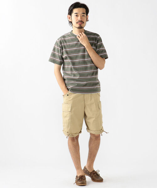 BEAMS PLUS（ビームスプラス）の「BEAMS PLUS / ネップ ボーダー ポケットTシャツ（Tシャツ/カットソー・メンズ・サックスブルー/バーガンディー/イエロー/オリーブ・M/L/XL/S）」の9枚目の写真