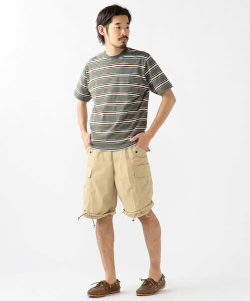 BEAMS PLUS（ビームスプラス）の「BEAMS PLUS / ネップ ボーダー ポケットTシャツ（Tシャツ/カットソー・メンズ・サックスブルー/バーガンディー/イエロー/オリーブ・M/L/XL/S）」の10枚目の写真