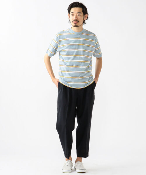 BEAMS PLUS（ビームスプラス）の「BEAMS PLUS / ネップ ボーダー ポケットTシャツ（Tシャツ/カットソー・メンズ・サックスブルー/バーガンディー/イエロー/オリーブ・M/L/XL/S）」の11枚目の写真