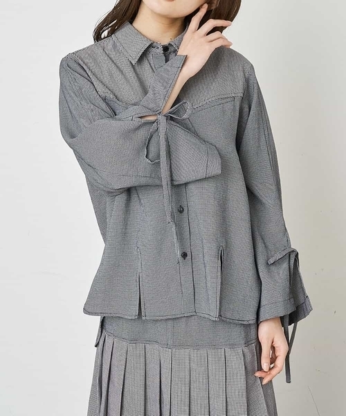 A de a.v.v（アードアー・ヴェ・ヴェ）の「［SET UP対応］ミックスギンガムチャックシャツ（シャツ/ブラウス・レディース・ブラック/マスタード・38/36）」の2枚目の写真