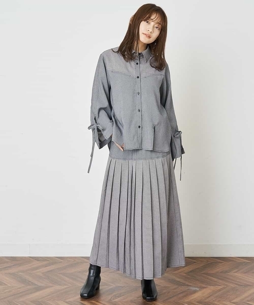 A de a.v.v（アードアー・ヴェ・ヴェ）の「［SET UP対応］ミックスギンガムチャックシャツ（シャツ/ブラウス・レディース・ブラック/マスタード・38/36）」の6枚目の写真