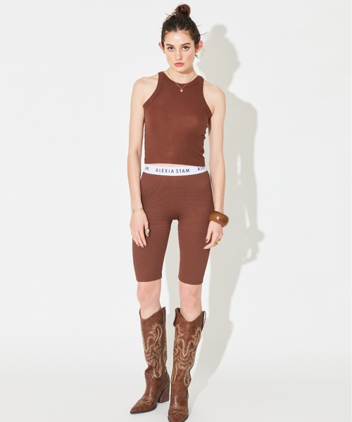ALEXIA STAM（アリシアスタン）の「Logo Band Rib Cycling Shorts/ロゴバンドリブサイクリングショーツ（その他パンツ・レディース・アイボリー/ブラウン/アッシュグレー・S/M）」の16枚目の写真