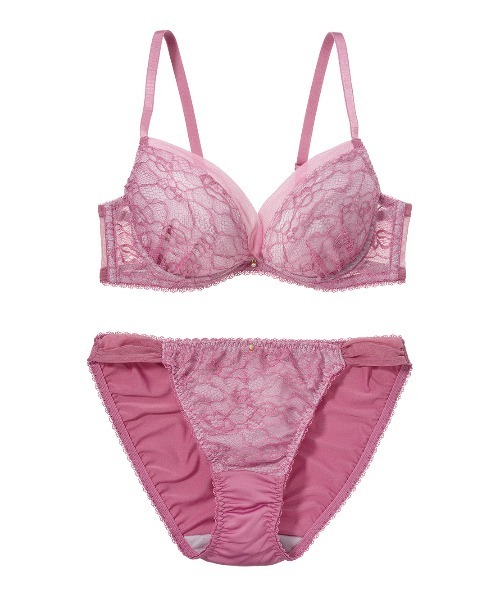 PEACH JOHN（ピーチジョン）の「【脇高カップで盛りメイク。レースブラ＆ショーツ２点セット】チュールカシュクールブラジャー＆ショーツセットもりこれ（ブラ&ショーツ・レディース・ブラック/ネイビー/ピンク/ミント/チェリーピンク/アッシュグレー/ボルドー/スモークピンク・B65/B70/C70/D70/B75/C65/C75/D65/D75/E65/E70/E75）」の7枚目の写真